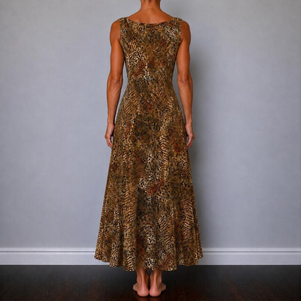 Vintage 90s Robbie Bee Animal Print Chiffon A Line Luxury Maxi Dress Size 6 - Picture 2 of 8